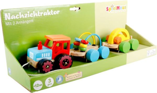 SpielMaus Nachziehtraktor mit 2 Anhänger