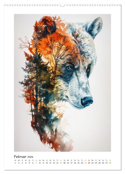Produktbild: Magische Tierkunst (Wandkalender 2026 DIN A2 hoch), CALVENDO Monatskalender