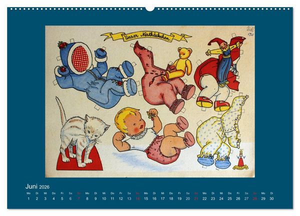 Produktbild: Alte europ&auml;ische Ankleidepuppen aus Papier (Wandkalender 2026 DIN A2 quer), CALVENDO Monatskalender