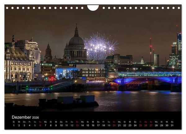 Produktbild: London - Nachts an der Themse (Wandkalender 2026 DIN A4 quer), CALVENDO Monatskalender