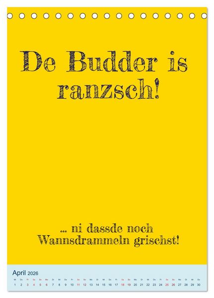 Produktbild: Ningeln&auml;sorum! Mundart und Dialekt Kalender Sachsen (Tischkalender 2026 DIN A5 hoch), CALVENDO Monatskalender