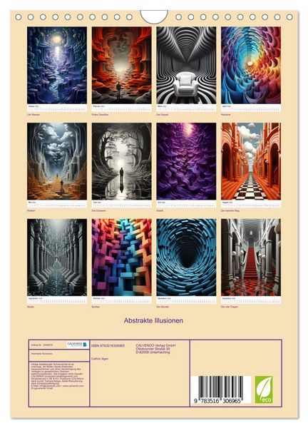 Produktbild: Abstrakte Illusionen (Wandkalender 2026 DIN A4 hoch), CALVENDO Monatskalender