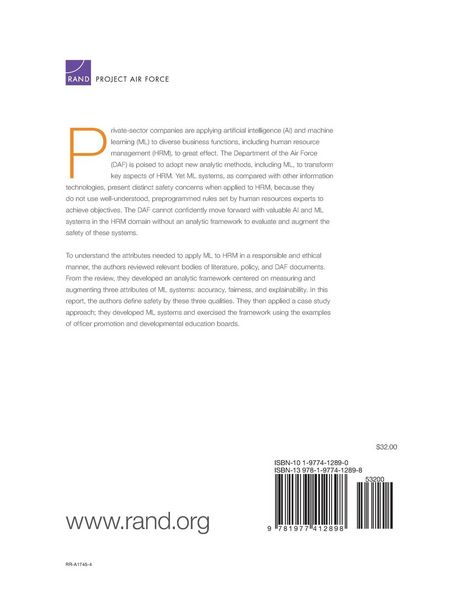 Produktbild: Safe Use of Machine Learning for Air Force Human Resource Management