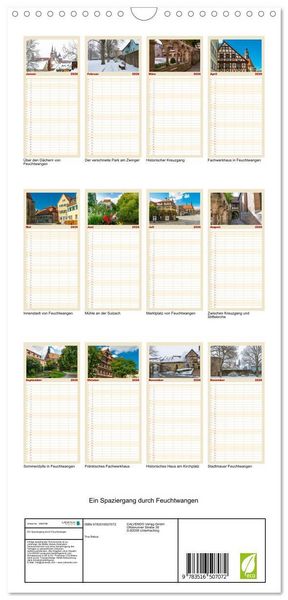 Produktbild: Familienplaner 2026 - Ein Spaziergang durch Feuchtwangen mit 5 Spalten (Wandkalender, 21 x 45 cm) CALVENDO