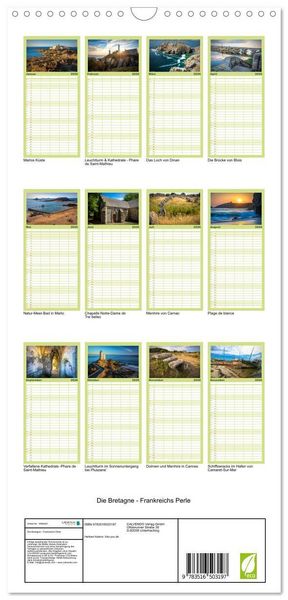 Produktbild: Familienplaner 2026 - Die Bretagne - Frankreichs Perle mit 5 Spalten (Wandkalender, 21 x 45 cm) CALVENDO