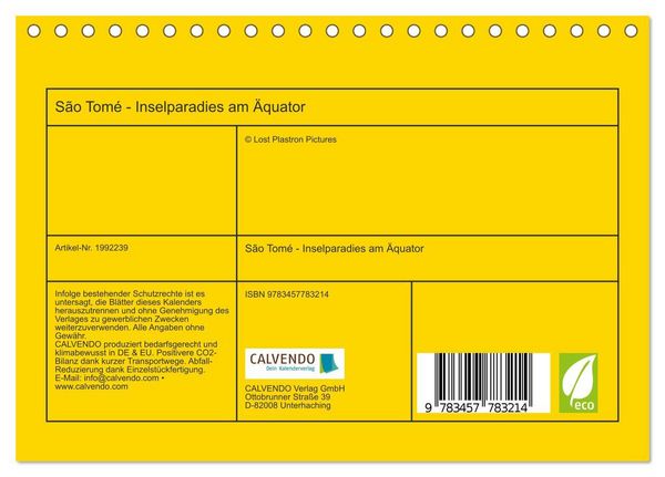 Produktbild: S&atilde;o Tom&eacute; - Inselparadies am &Auml;quator (Tischkalender 2026 DIN A5 quer), CALVENDO Monatskalender
