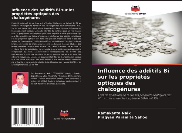 Produktbild: Influence des additifs Bi sur les propri&eacute;t&eacute;s optiques des chalcog&eacute;nures