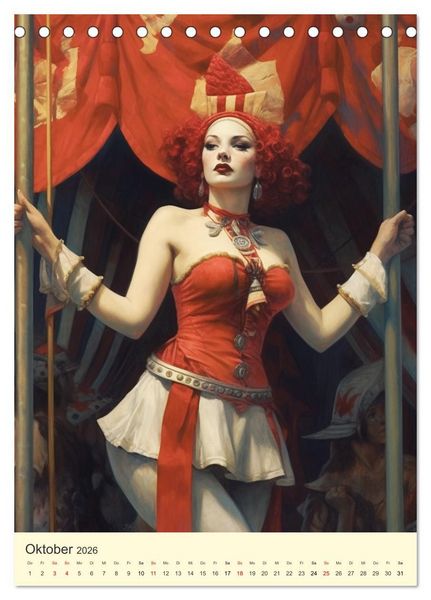 Produktbild: Zirkus. Manege frei! Willkommen im nostalgischen Wunderland (Tischkalender 2026 DIN A5 hoch), CALVENDO Monatskalender