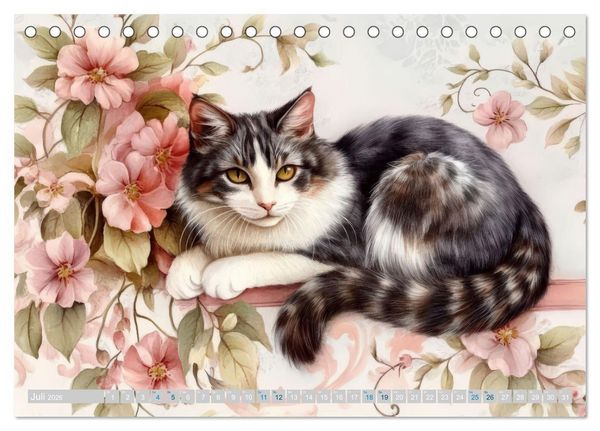 Produktbild: Katzensymphonie in Aquarell (Tischkalender 2026 DIN A5 quer), CALVENDO Monatskalender