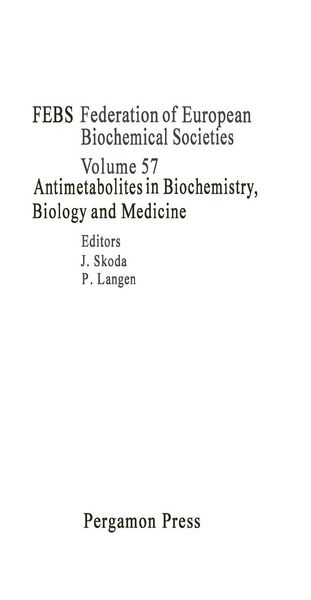 Produktbild: Antimetabolites in Biochemistry, Biology and Medicine