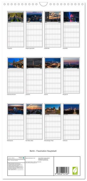 Produktbild: Familienplaner 2026 - Berlin - Faszination Hauptstadt mit 5 Spalten (Wandkalender, 21 x 45 cm) CALVENDO