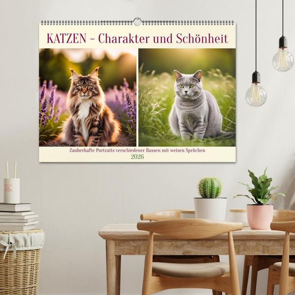 Produktbild: Katzen - Charakter und Sch&ouml;nheit (Wandkalender 2026 DIN A2 quer), CALVENDO Monatskalender