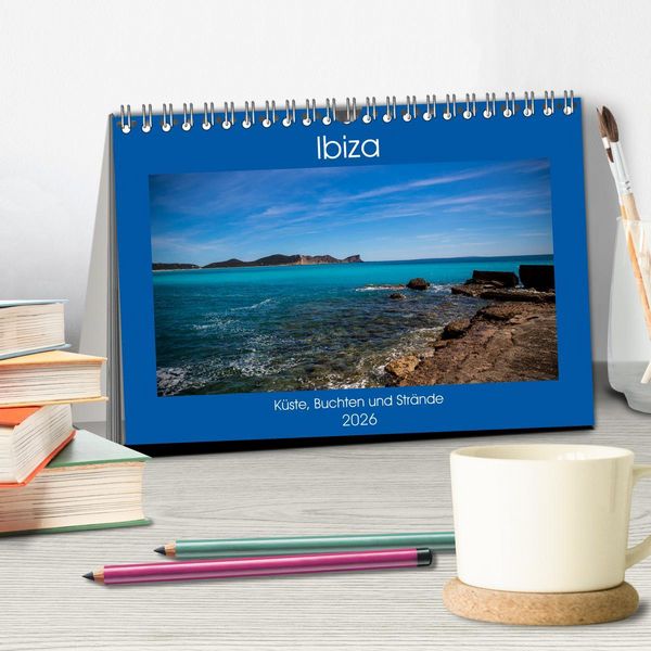 Produktbild: Ibiza K&uuml;ste, Buchten und Str&auml;nde (Tischkalender 2026 DIN A5 quer), CALVENDO Monatskalender