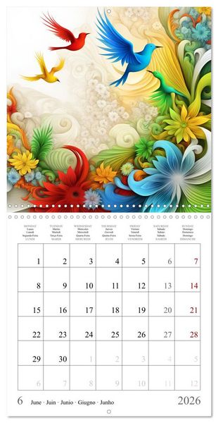 Produktbild: Quatre saisons - Fractales (Calendrier mural carr&eacute; 2026 30x30 cm) Calendrier double avec une page pour vos prises de notes
