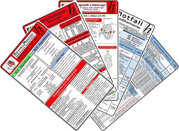 Produktbild: Notfallmedizin Karten-Set 2025 - Herzrhythmusst&ouml;rungen, Notfallmedikamente, Reanimation, EKG Diagnostik & Ableitungen