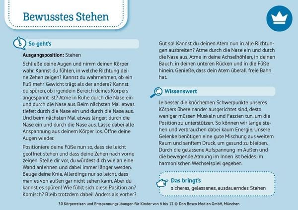 Produktbild: 30 K&ouml;rperreisen und Entspannungs&uuml;bungen f&uuml;r Kinder von 6 bis 12