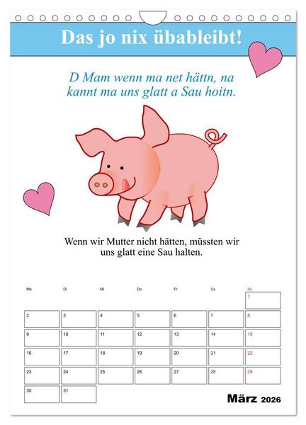 Produktbild: So a Schmarrn! Bairische Mundart (Wandkalender 2026 DIN A4 hoch), CALVENDO Monatskalender