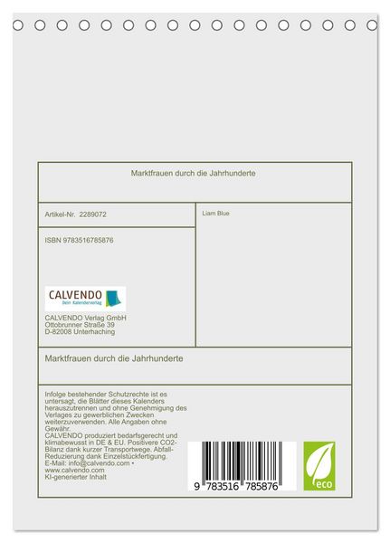 Produktbild: Marktfrauen durch die Jahrhunderte (Tischkalender 2027 DIN A5 hoch), CALVENDO Monatskalender
