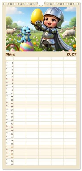 Produktbild: Familienplaner 2027 - Kleiner Ritter - Jahresreise mit 5 Spalten (Wandkalender, 21 x 45 cm) CALVENDO