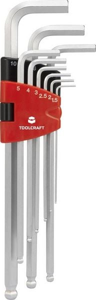 Produktbild: TOOLCRAFT Innen-Sechskant Winkelschraubendreher-Set 1.5 mm, 2 mm, 2.5 mm, 3 mm, 4 mm, 5 mm, 6 mm, 8 mm, 10 mm 9teilig