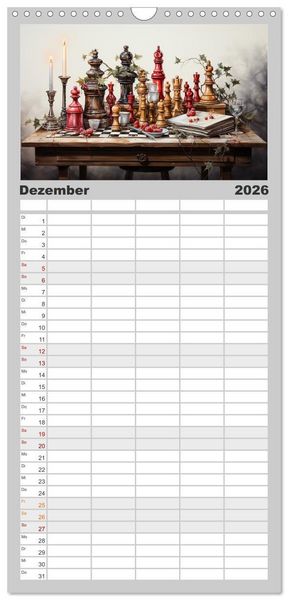 Produktbild: Familienplaner 2026 - Schach Matt mit 5 Spalten (Wandkalender, 21 x 45 cm) CALVENDO
