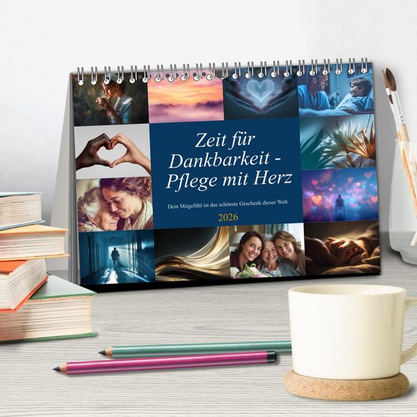 Produktbild: Zeit f&uuml;r Dankbarkeit - Pflege mit Herz (Tischkalender 2026 DIN A5 quer), CALVENDO Monatskalender