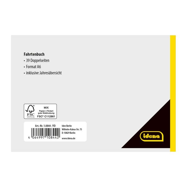 Produktbild: Idena Fahrtenbuch DIN A6 40 Blatt