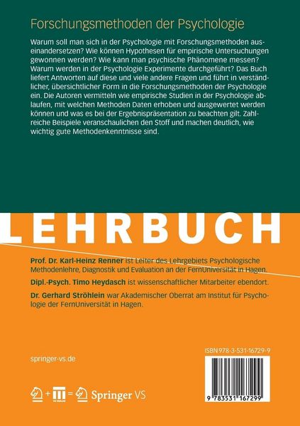 Produktbild: Forschungsmethoden der Psychologie
