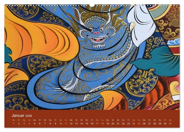 Produktbild: Buddhistische G&ouml;tter, G&ouml;tzen und D&auml;monen (hochwertiger Premium Wandkalender 2026 DIN A2 quer), Kunstdruck in Hochglanz