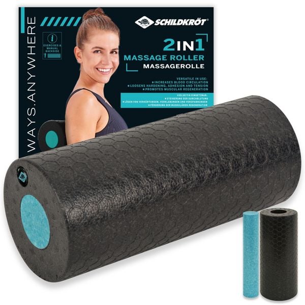Produktbild: Schildkr&ouml;t 960237 - Massagerolle 2in1, 2-teilig, Kunststoff, Faszienrolle, Selbstmassageset