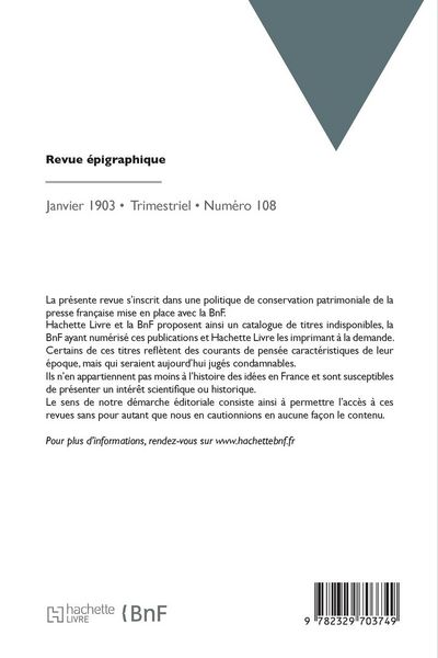 Produktbild: Revue &eacute;pigraphique