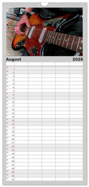 Produktbild: Familienplaner 2026 - Gitarren - Grunge Style mit 5 Spalten (Wandkalender, 21 x 45 cm) CALVENDO