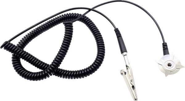 Quadrios ESD-Erdungskabel 3.00m Klemme, Druckknopf 10 mm, Stecker, Krokodilklemme
