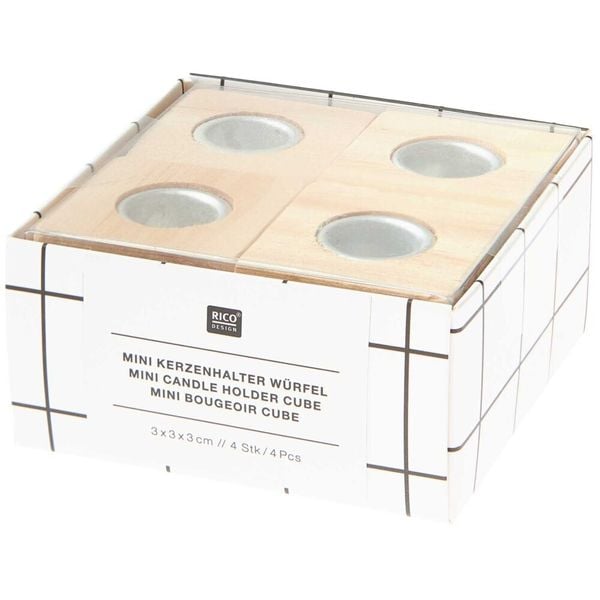 Produktbild: Mini Kerzenhalter W&uuml;rfel, 3 x 3 x 3 cm, 4 St&uuml;ck,