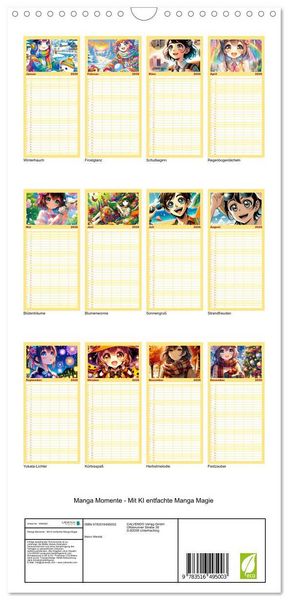 Produktbild: Familienplaner 2026 - Manga Momente - Mit KI entfachte Manga Magie mit 5 Spalten (Wandkalender, 21 x 45 cm) CALVENDO