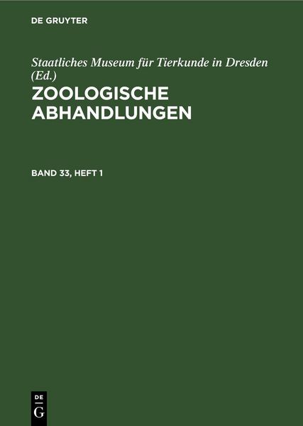 Produktbild: Zoologische Abhandlungen. Band 33, Heft 1