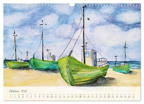 Produktbild: Gemalter K&uuml;stenzauber - Mit Pinsel und Farbe entlang der deutschen K&uuml;ste (Wandkalender 2026 DIN A3 quer), CALVENDO Monatskalender