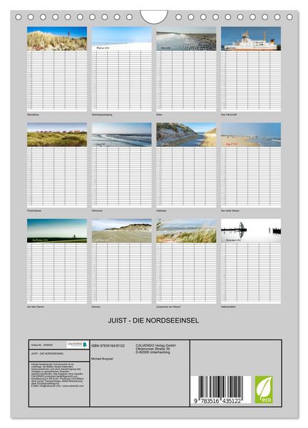 Produktbild: JUIST - DIE NORDSEEINSEL (Wandkalender 2026 DIN A4 hoch), CALVENDO Monatskalender