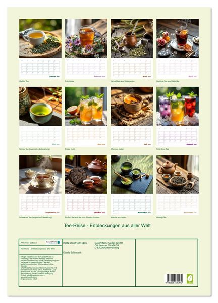 Produktbild: Tee-Reise - Entdeckungen aus aller Welt (Wandkalender 2026 DIN A2 hoch), CALVENDO Monatskalender