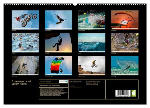 Produktbild: Extremsport - mit vollem Risiko (hochwertiger Premium Wandkalender 2026 DIN A2 quer), Kunstdruck in Hochglanz