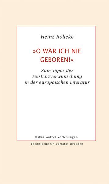 Produktbild: "O w&auml;r ich nie geboren!"