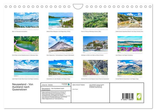 Produktbild: Neuseeland - Von Auckland nach Queenstown (Wandkalender 2026 DIN A4 quer), CALVENDO Monatskalender