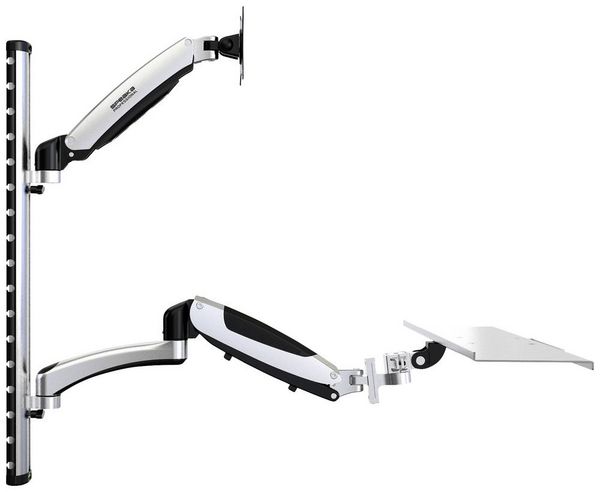 Produktbild: SpeaKa Professional Monitor-Wandhalterung SP-MM-730 1 Display(s) 43,2 cm (17") - 68,6 cm (27") Schwarz/Silber H&ouml;henverstellbar, Neigbar, Schwenkbar,