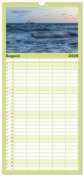 Produktbild: Familienplaner 2026 - Nat&uuml;rliches R&uuml;gen und Hiddensee mit 5 Spalten (Wandkalender, 21 x 45 cm) CALVENDO