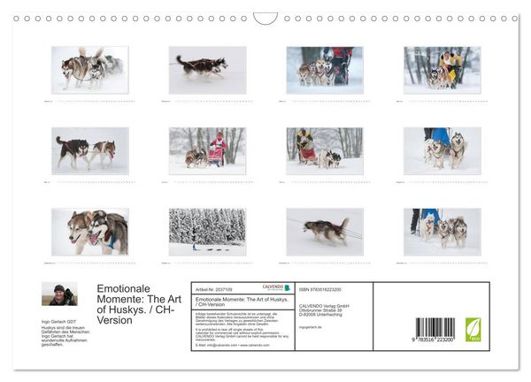 Produktbild: Emotionale Momente: The Art of Huskys. / CH-Version (Wandkalender 2026 DIN A3 quer), CALVENDO Monatskalender