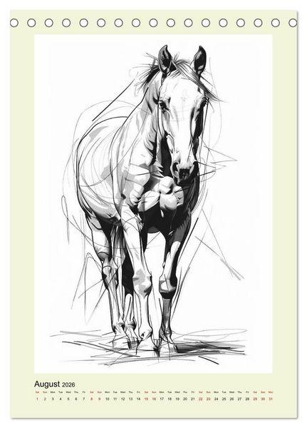 Produktbild: Sketchy Power Horses (Desk Calendar 2026 DIN A5 portrait), CALVENDO 12 Month DeskCalendar