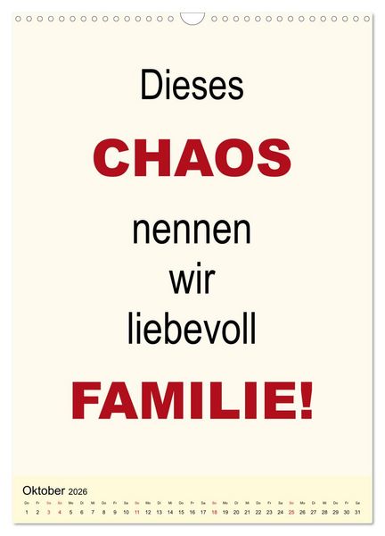 Produktbild: Spr&uuml;che-Kalender. Lustiges f&uuml;r die Familie! (Wandkalender 2026 DIN A3 hoch), CALVENDO Monatskalender