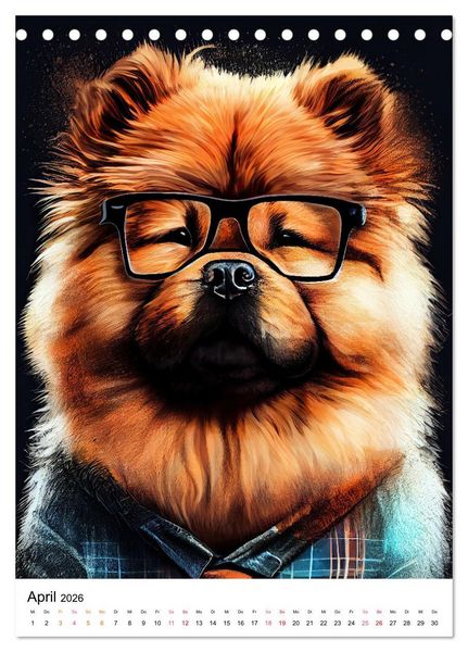 Produktbild: Hunde im Hipster Stil (Tischkalender 2026 DIN A5 hoch), CALVENDO Monatskalender