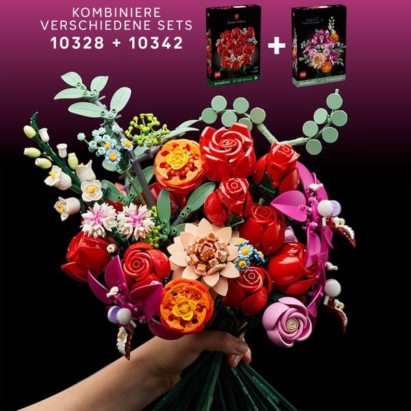 Produktbild: LEGO Botanicals 10328 Rosenstrau&szlig;, Kunstblumen Set mit k&uuml;nstlichen Rosen