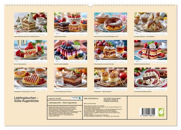 Produktbild: Lieblingskuchen - S&uuml;&szlig;e Augenblicke (hochwertiger Premium Wandkalender 2027 DIN A2 quer), Kunstdruck in Hochglanz
